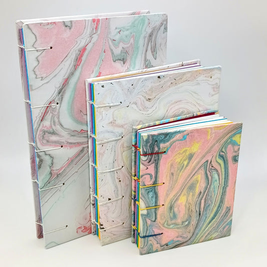 Marbled and Rainbowed Coptic Bullet Journals
