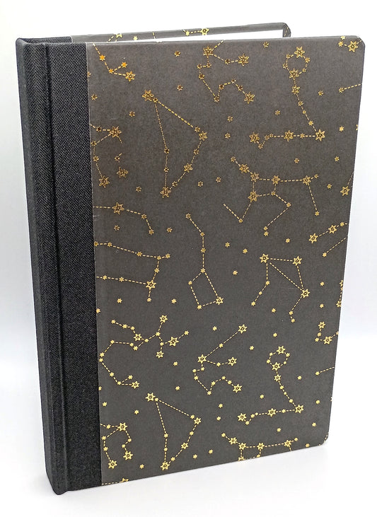 Gold Stars and Black Space Lined Journal